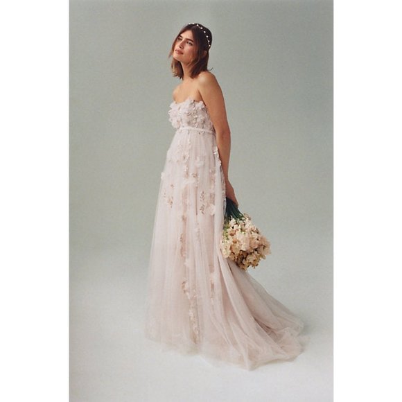 BHLDN Wtoo Tippi Wedding Gown Size 14 Blush - Picture 4 of 8